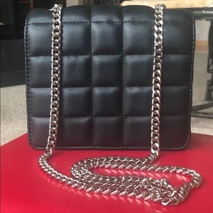 French Connection Quilted Bag w/ Silver Chain